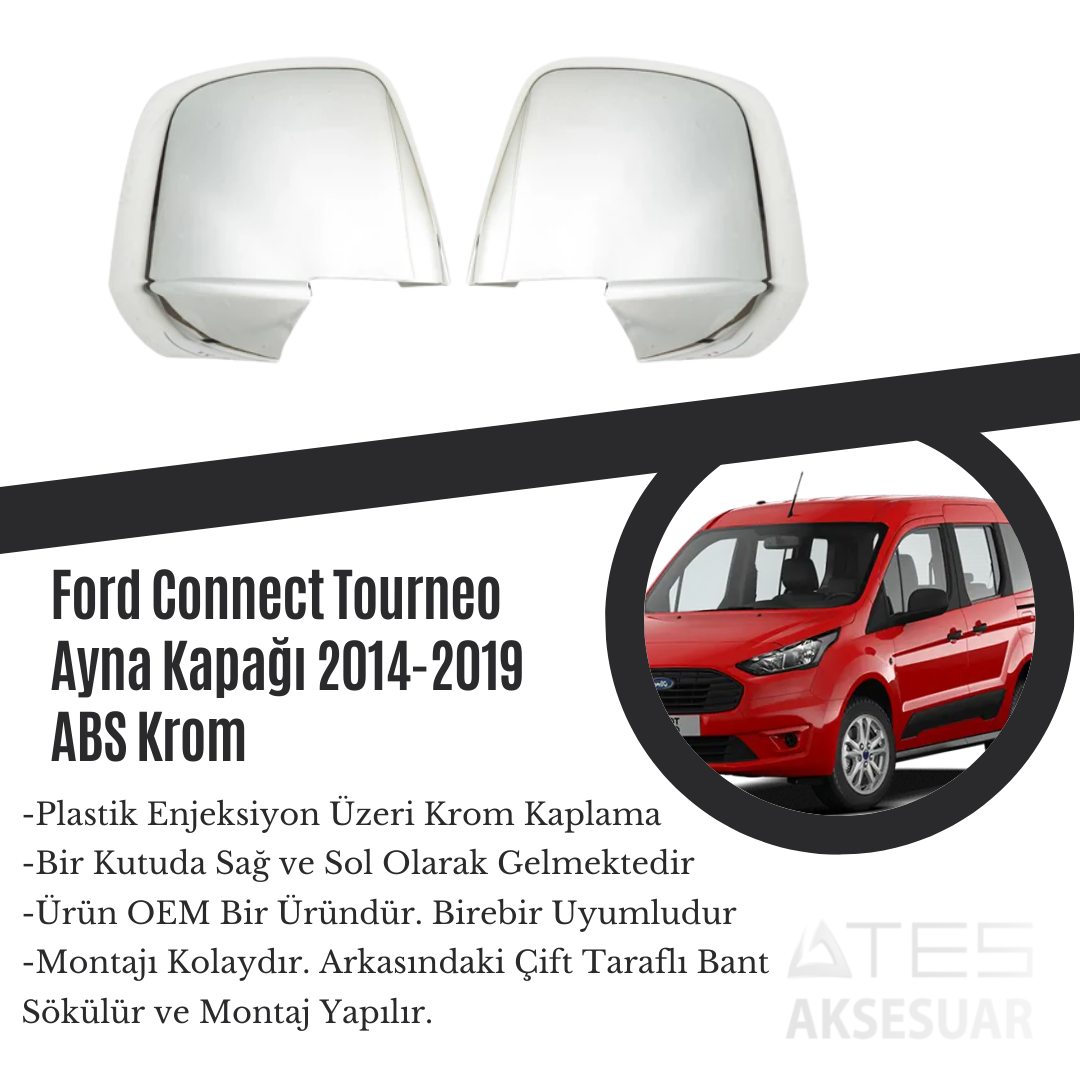 Ford Connect 2014-2019 Ayna Kapağı ABS Krom