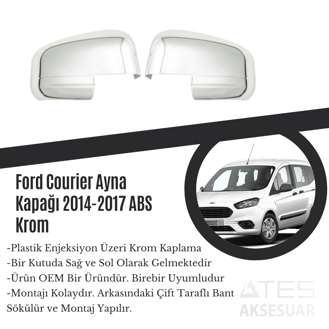 Ford Courier 2014-2017 Ayna Kapağı ABS Krom