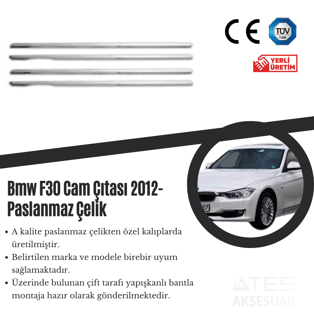 Bmw F30 2012 Cam Çıtası Paslanmaz Çelik