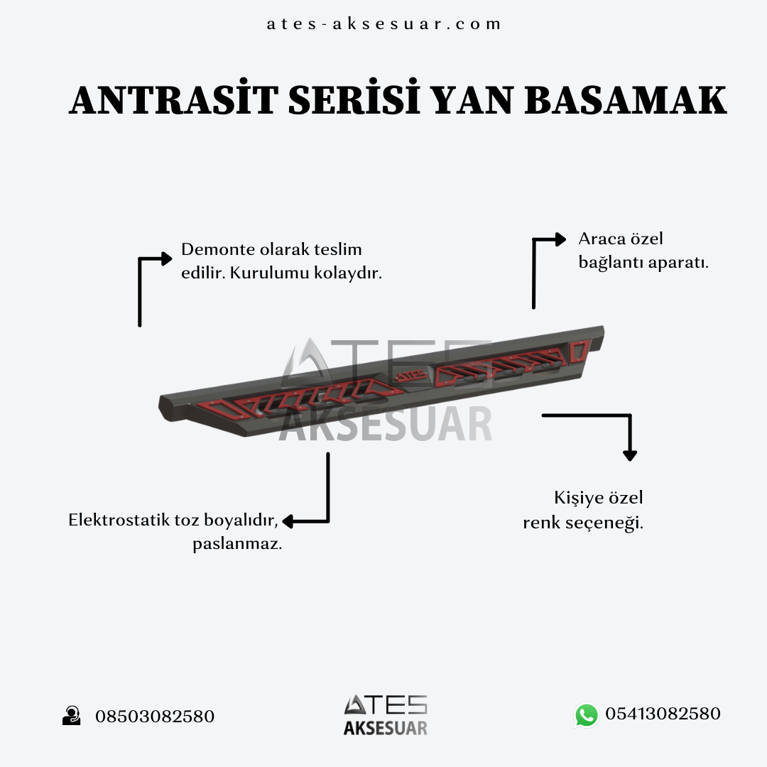 TATA TELCOLINE 2002-2007 (195cm) Antrasit Yan Basamak Pickup