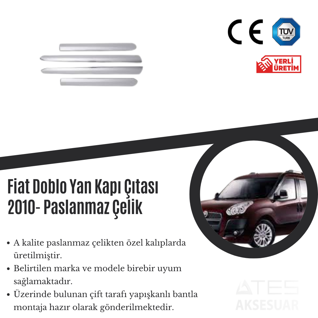Fiat Doblo 2010 Yan Kapı Çıtası Paslanmaz Çelik