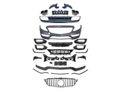 W205 2014-2018 IÇIN UYUMLU C63 BODY KIT  PARLAK SIYAH ÖN ÇITA
