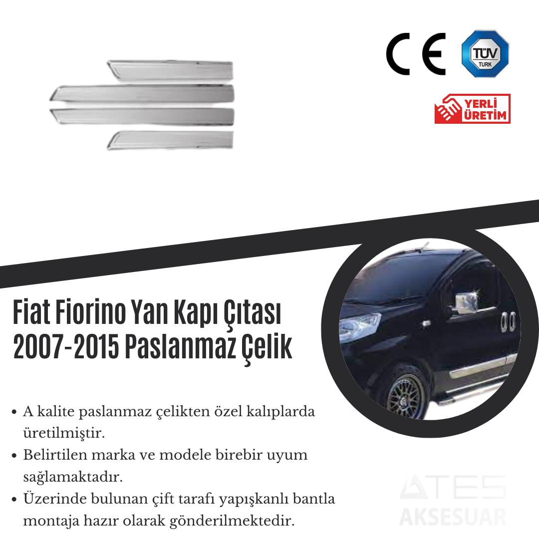 Fiat Fiorino 2007-2015 Yan Kapı Çıtası Paslanmaz Çelik