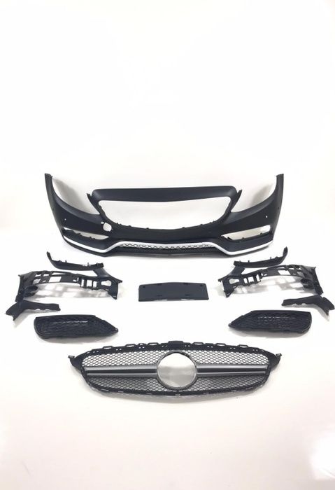 W205 2014-2018 IÇIN UYUMLU C63 ÖN TAMPON & PANJUR SETI (SILVER Trimler)