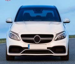 W205 2014-2018 IÇIN UYUMLU C63 ÖN TAMPON & PANJUR SETI (SILVER Trimler)
