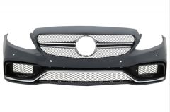 W205 2014-2018 IÇIN UYUMLU C63 ÖN TAMPON & PANJUR SETI (SILVER Trimler)