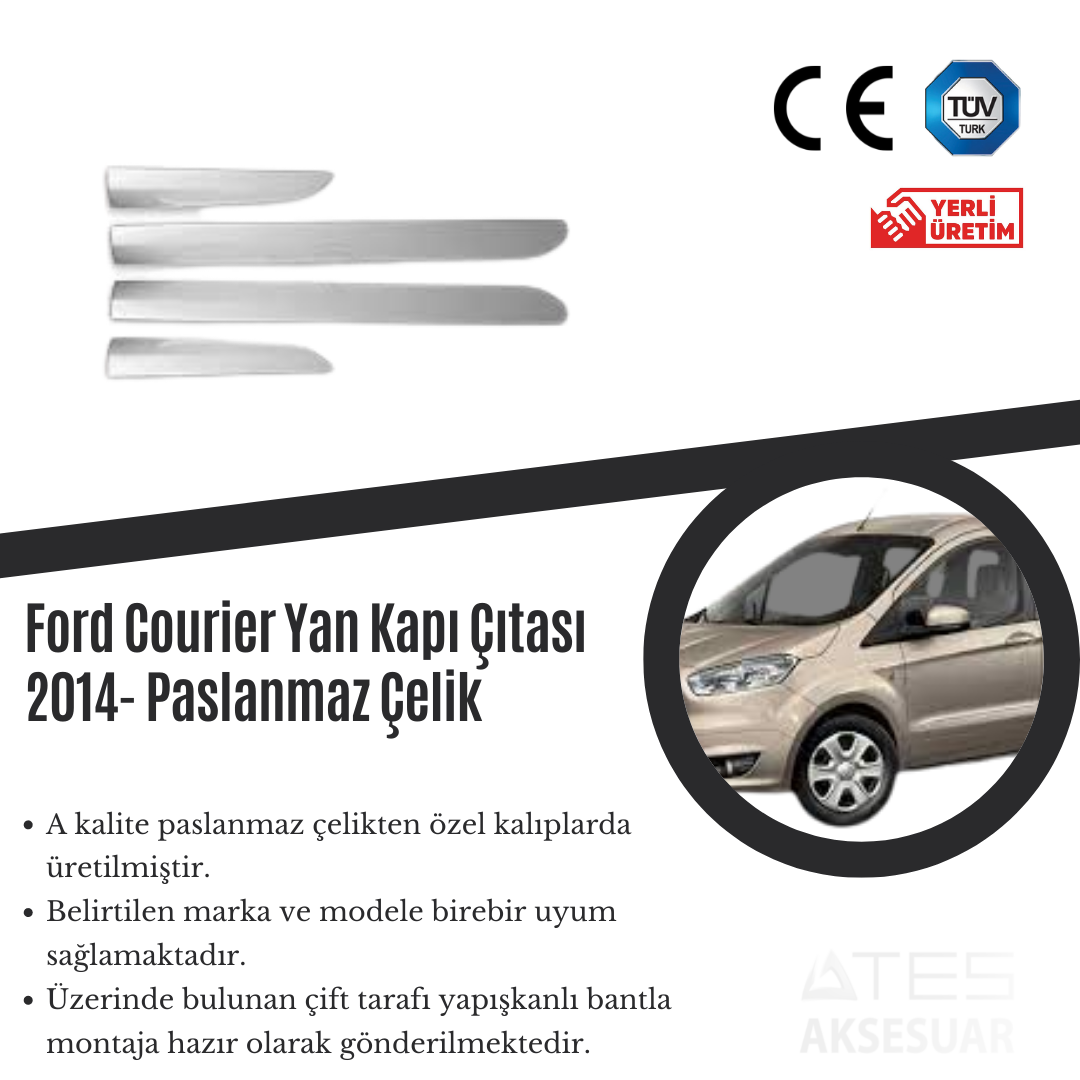 Ford Courier 2014 Yan Kapı Çıtası Paslanmaz Çelik