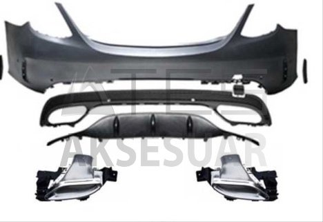 MERCEDES W205 C SERİSİ MAKYAJLI OEM AMG ARKA TAMPON & EGZOZ