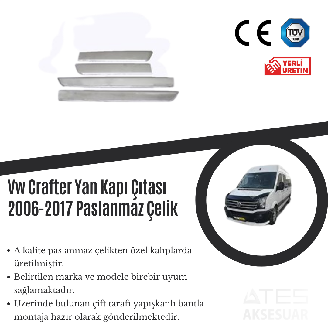 Volkswagen Crafter 2006-2017  Yan Kapı Çıtası Paslanmaz Çelik