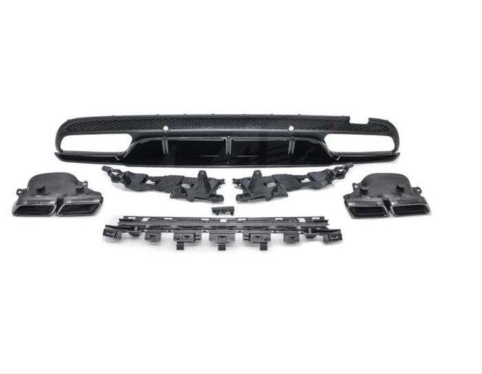 W205 C SERISI IÇIN EDITION 1 DIFÜZÖR & EGZOZ SETI PIANO BLACK (AMG SEDAN)  (SIYAH EGZOZ ILE)