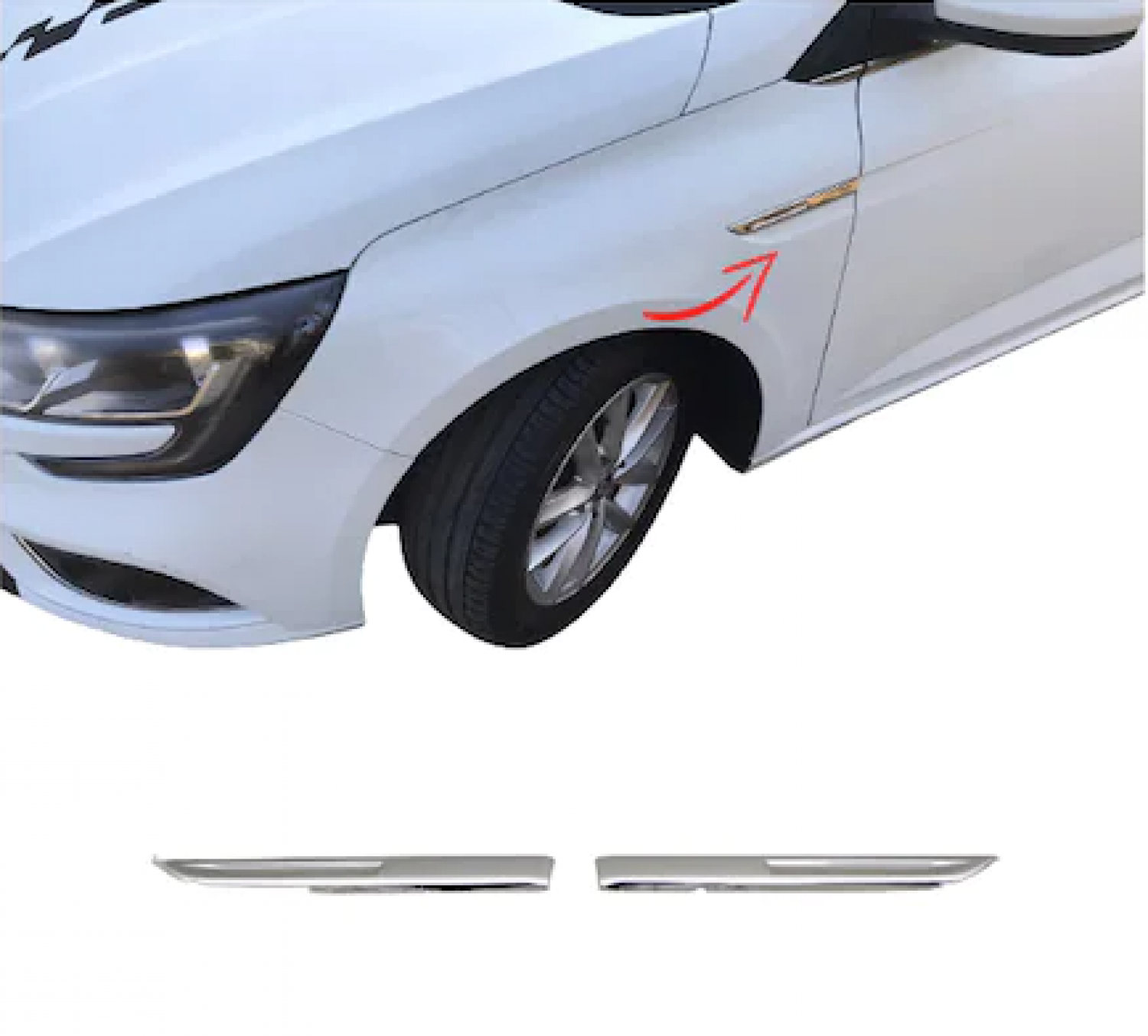 Renault Megane Çamurluk Sinyal Çıtası Paslanmaz Çelik 2 Parça 2016-2021