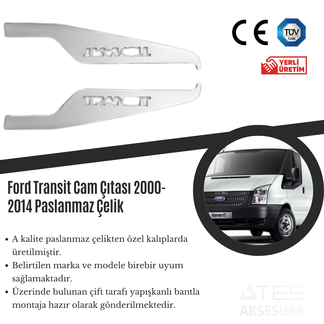 Ford Transit 2000-2014 Cam Çıtası Paslanmaz Çelik