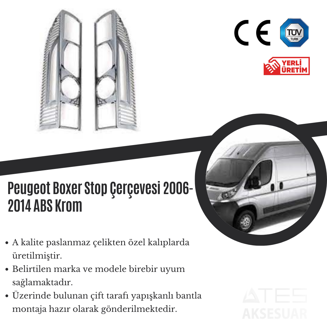 Peugeot Boxer 2006-2014 Stop çerçevesi ABS Krom