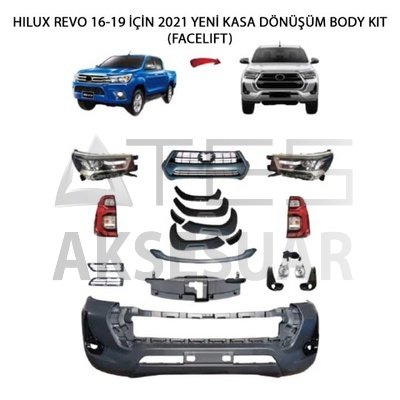 TOYOTA HILUX 2016-2020 İCİN 2021 YENİ KASA DÖNÜŞÜM BODY KIT (FACELIFT)
