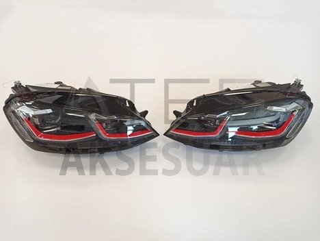 VOLKSWAGEN GOLF 7 MK7 2012-2018 J LED FAR GTI KIRMIZI