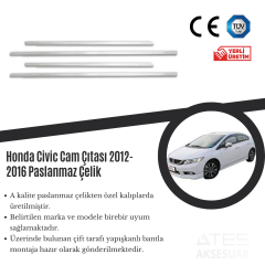Honda Civic 2012-2016 Cam Çıtası Paslanmaz Çelik